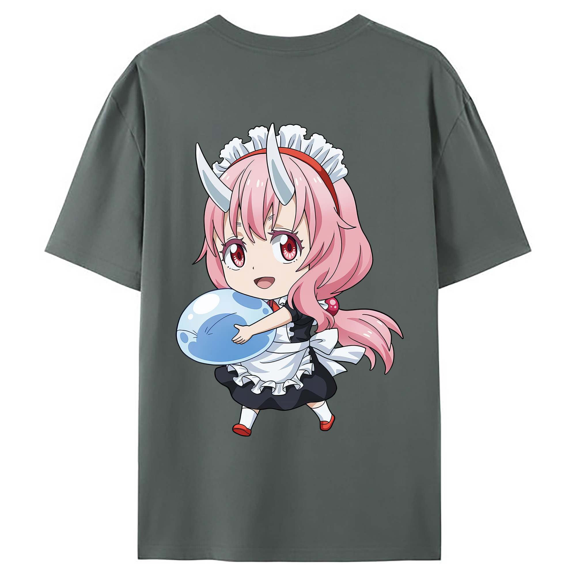 （画像用） 転スラ Regarding Reincarnated to Slime 綿100％ メンズ半袖Tシャツ（バックプリント） 通気性